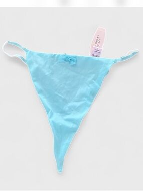 Victoria’s Secret Angels Y2K Vintage Pale Aqua Blue Green V String Panties Sz L